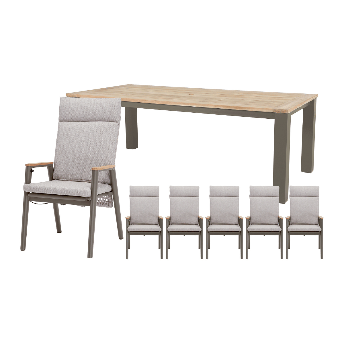 Royal Seasons Diningset 6-zits Portland Hoog Teak Espresso