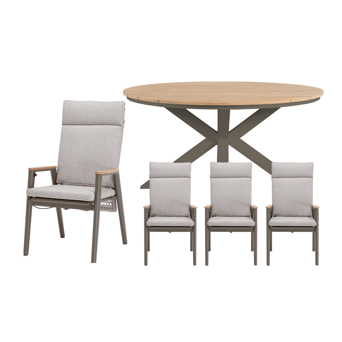 Royal Seasons Diningset 4-zits Portland Hoog Teak Rond Espresso
