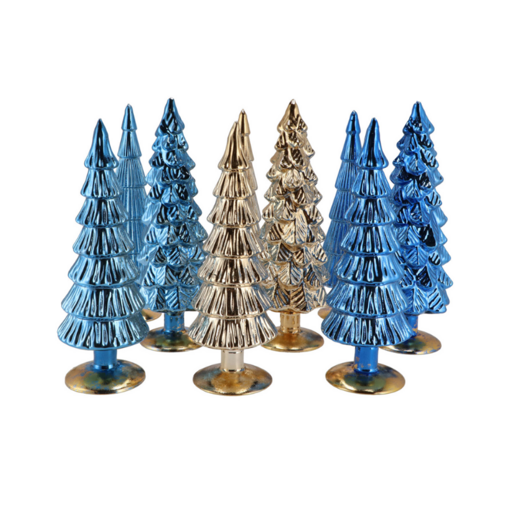Twinkle Blue Glass Tree Metallic Ass 9x25cm