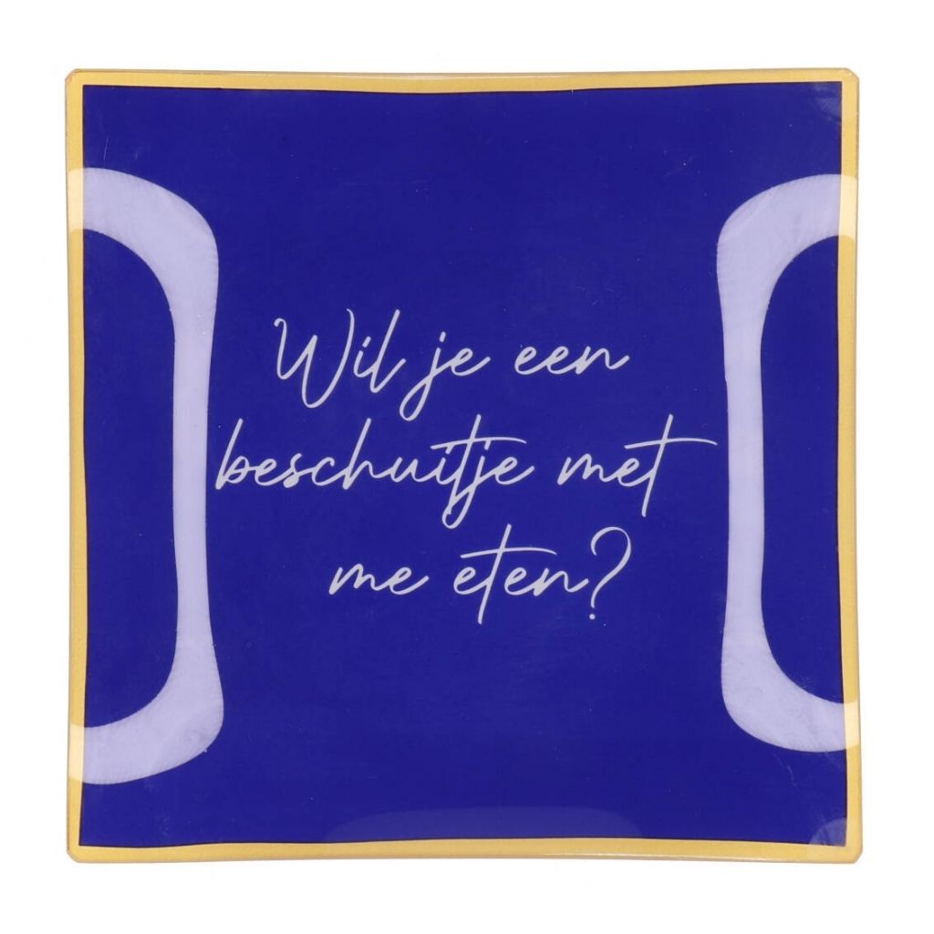 Daan Kromhout Design Bord Vierkant Wil Je Een Beschuitje 18 x 18 x 2 cm
