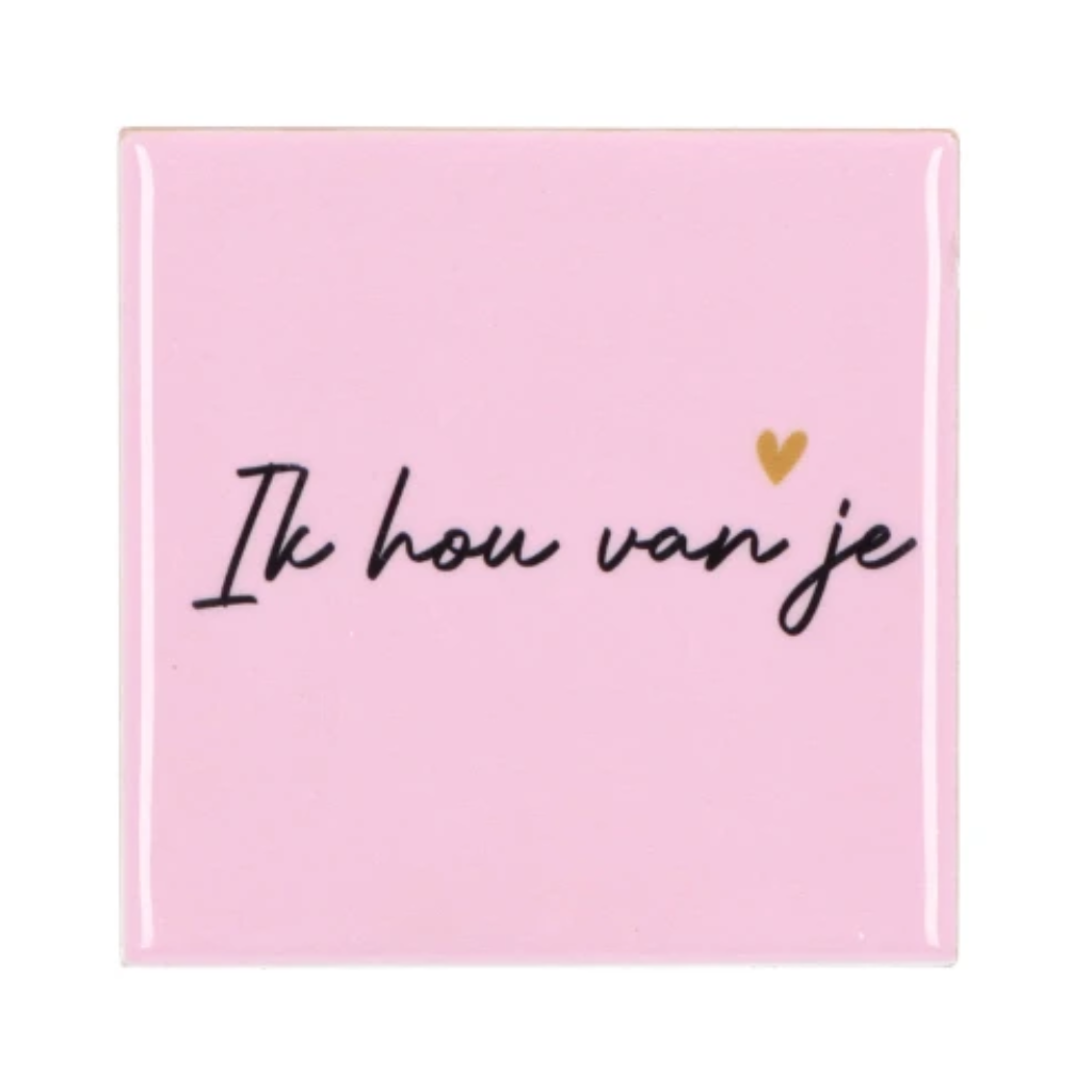 Daan Kromhout Design Tegel Ik Hou Van Je Pink 10 x 10 cm