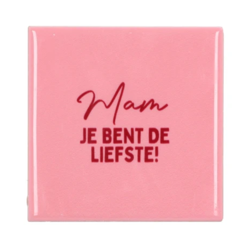 Daan Kromhout Design Tegel Mam Je Bent De Liefste! Pink 10 x 10 cm