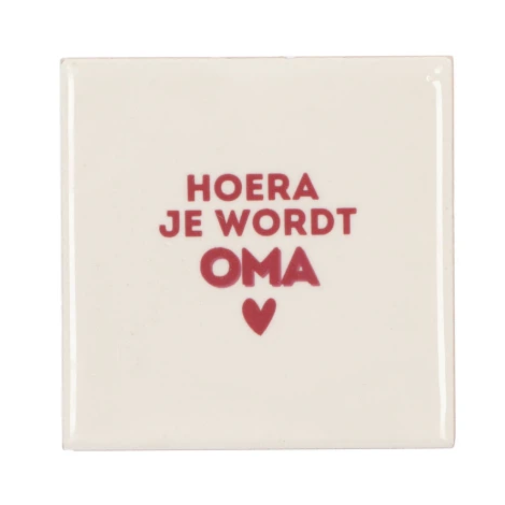 Daan Kromhout Design Tegel Hoera Je Wordt Oma Natural 10 x 10 cm