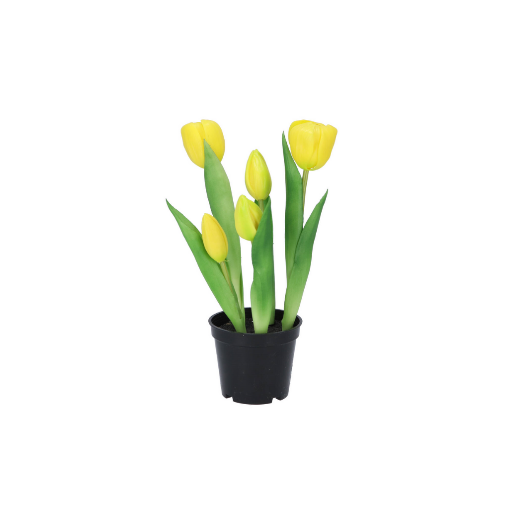 Silk Tulip In Pot Yellow