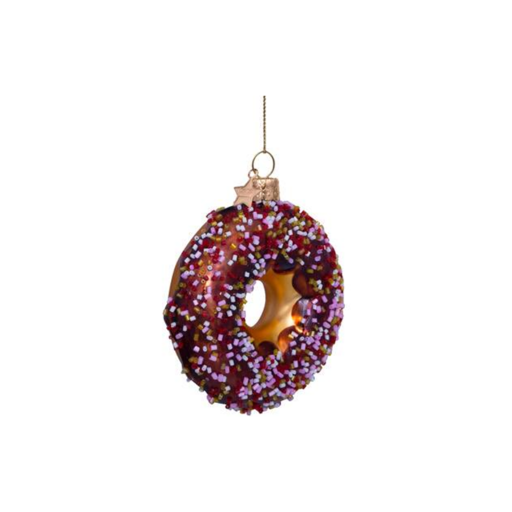 Vondels Kersthanger bruine donut 11 cm