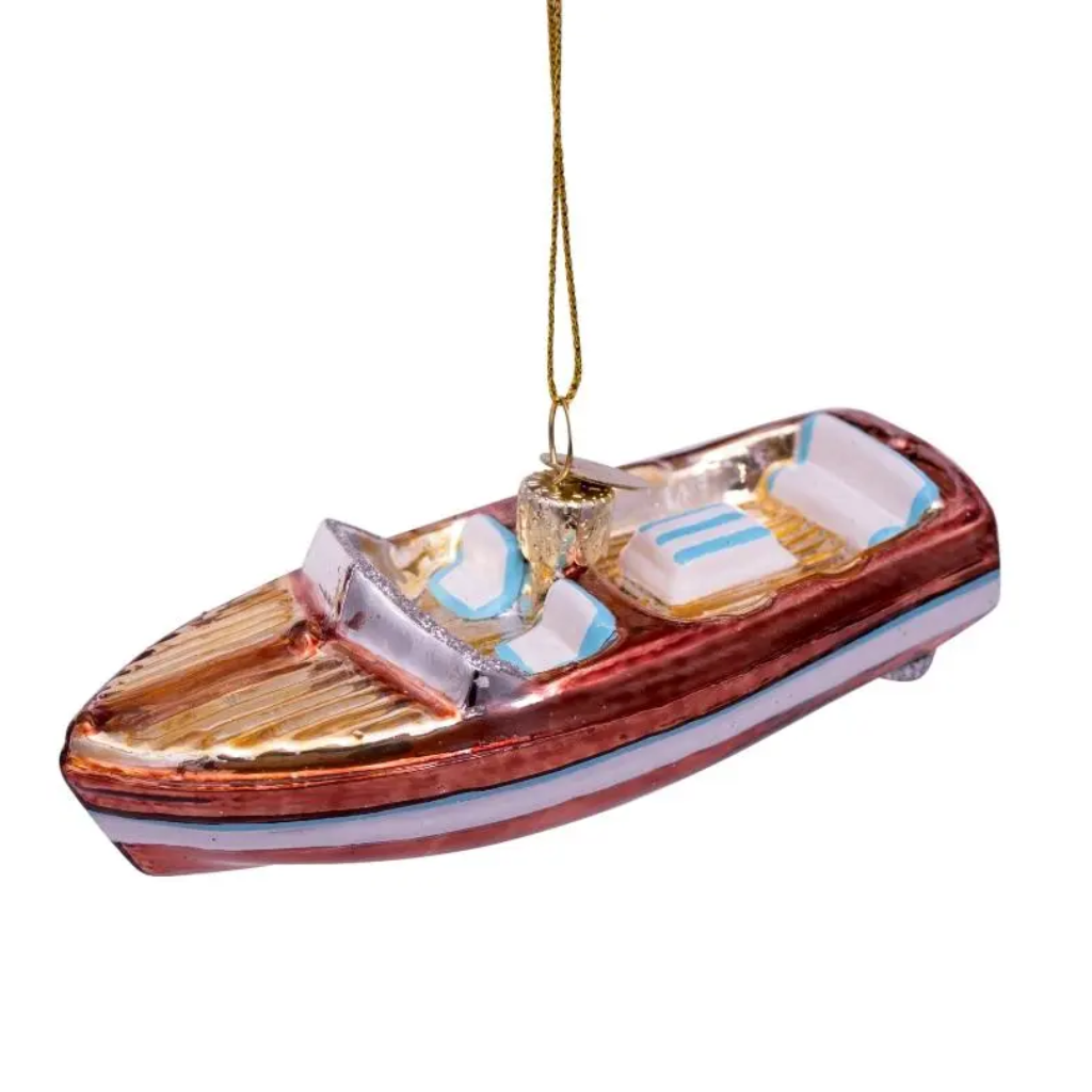 Vondels Kersthanger bruin/witte boot 3.5 cm