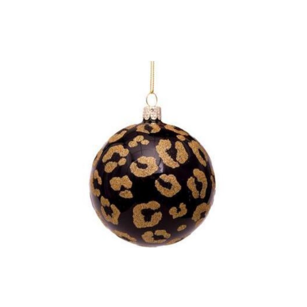 Vondels Kersthanger zwart gouden panter print 8 cm