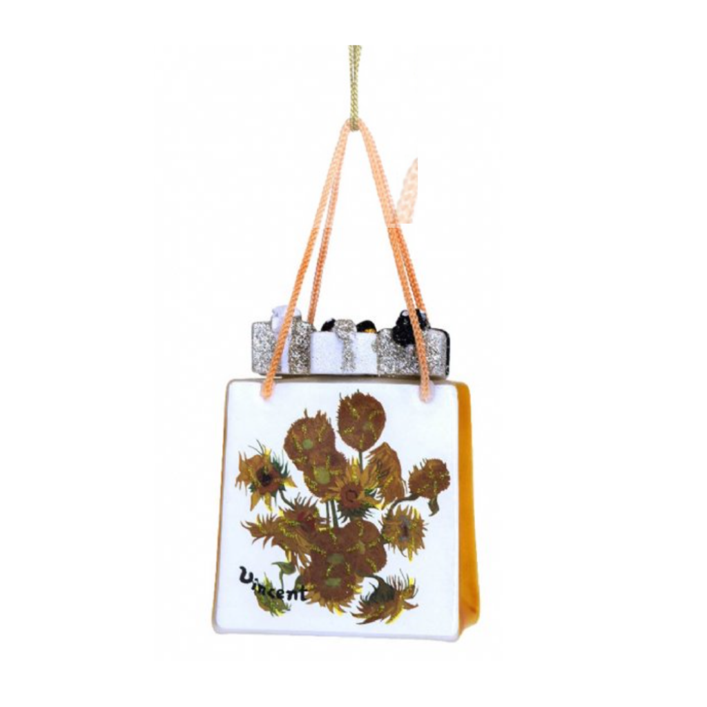 Vondels Kersthanger Van Gogh zonnebloem cadeau tas 10 cm