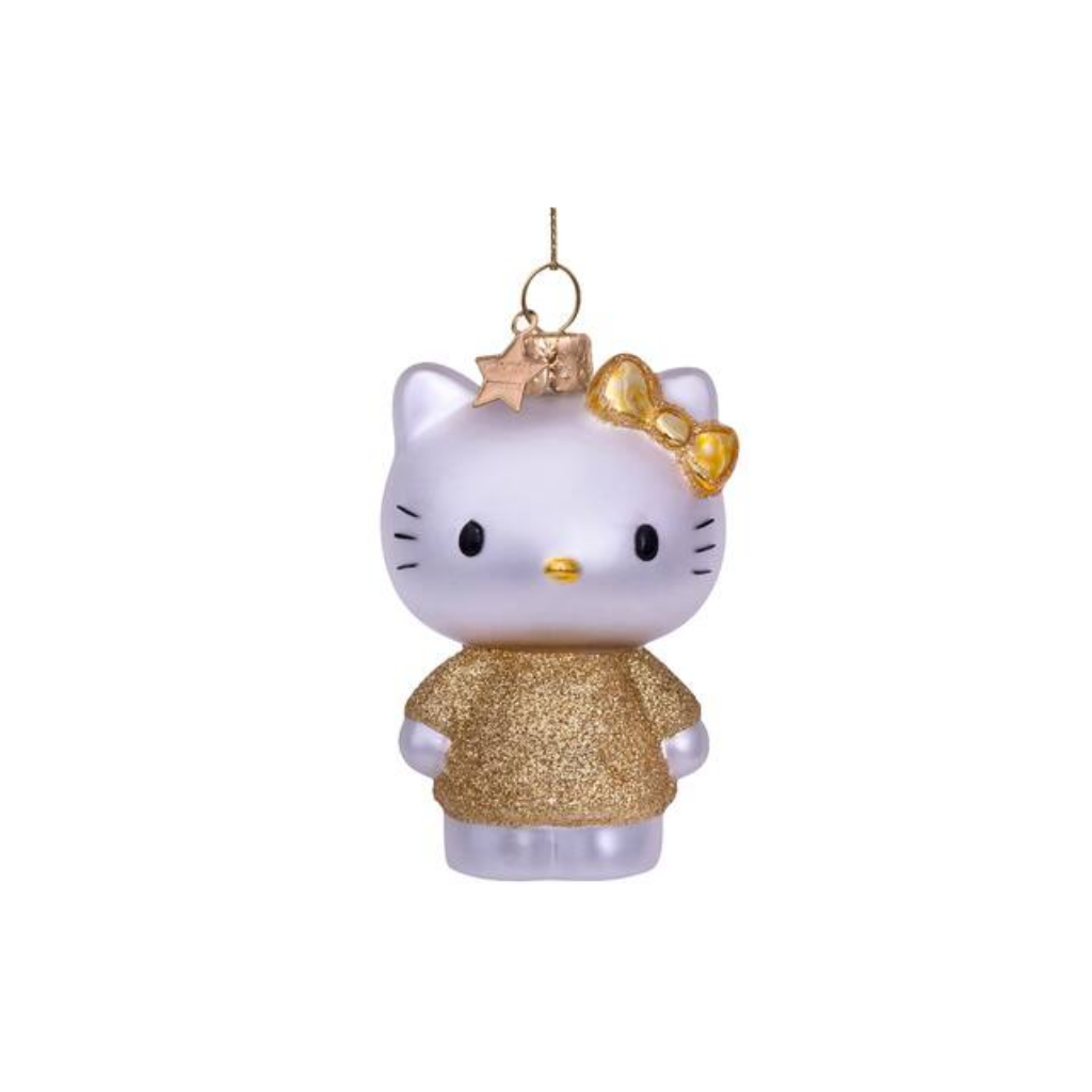 Vondels Kersthanger Hello Kitty met gouden jurk 9 cm