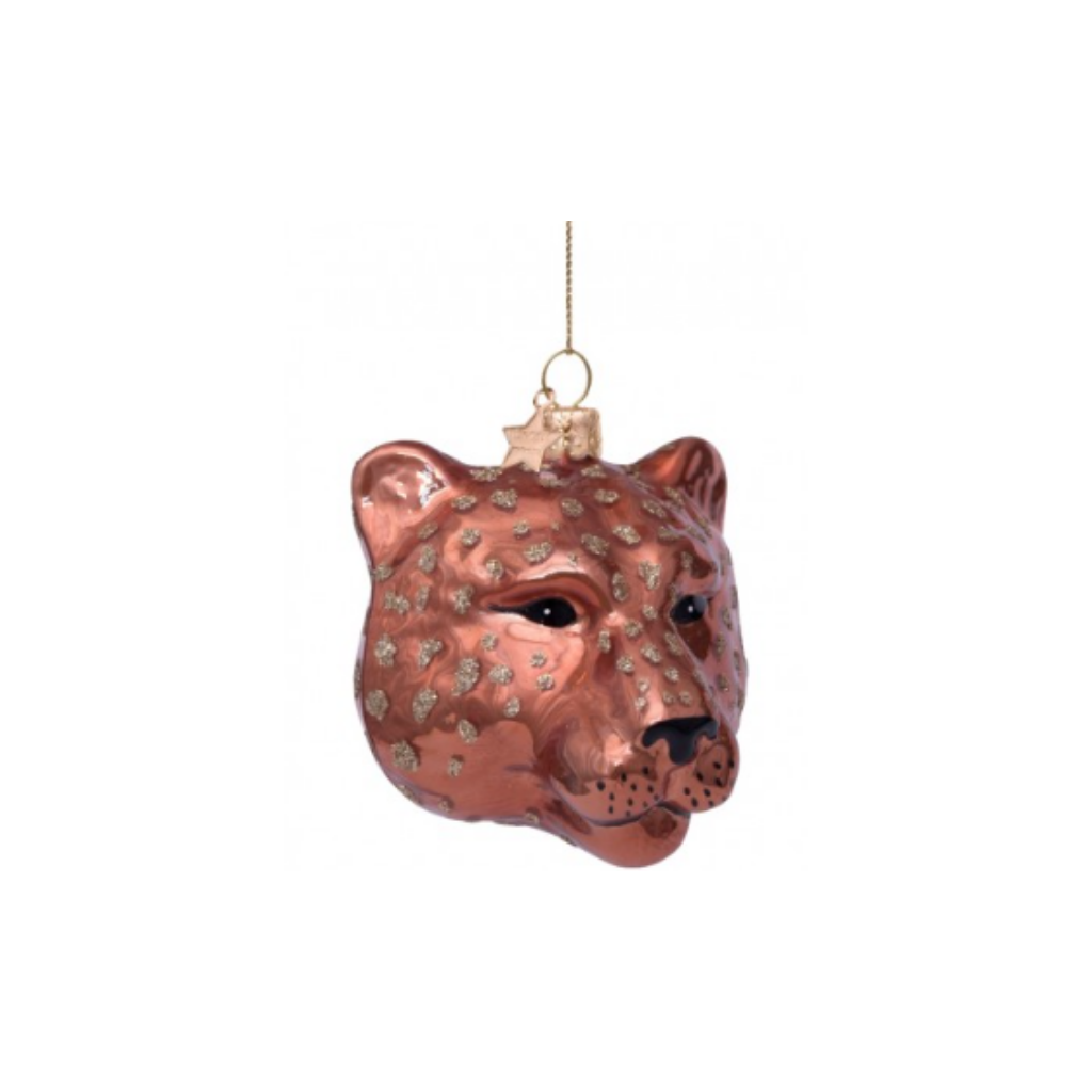 Vondels Kersthanger Panterhoofd cognac 7.5 cm