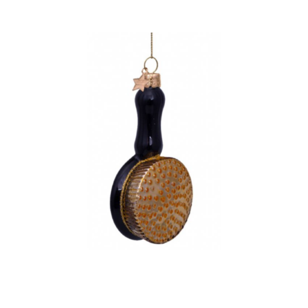 Vondels Kersthanger zwart gouden borstel 11 cm