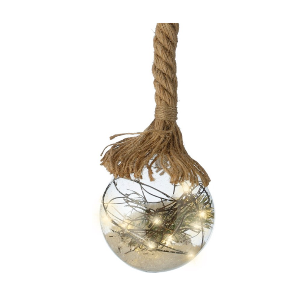 Verlichte Kerstbal Micro LED Glas aan Touw ø 10 cm
