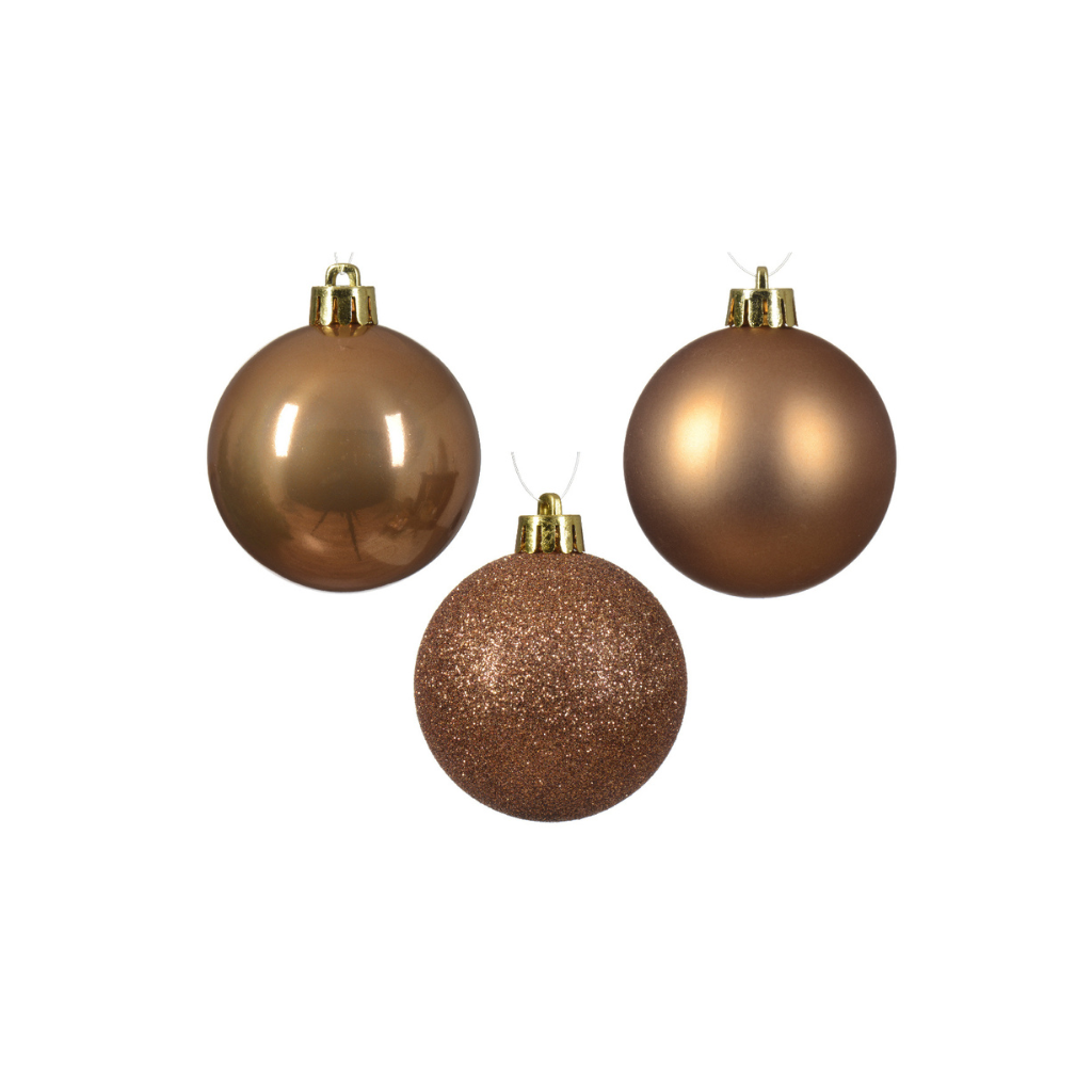 Kerstballen onbreekbaar tube 100 stuks ginger brown
