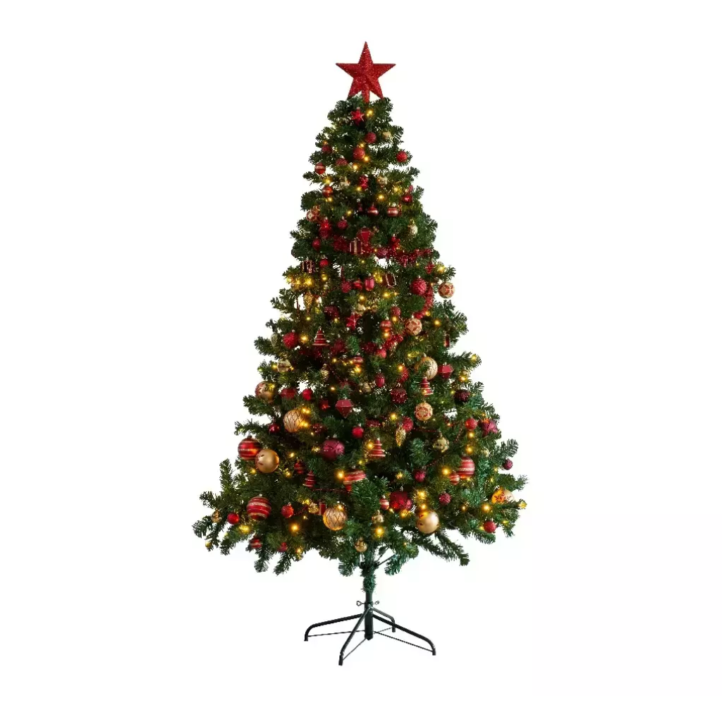 Everlands Kunstkerstboom Imperial Groen-Goud 210 cm ø 137