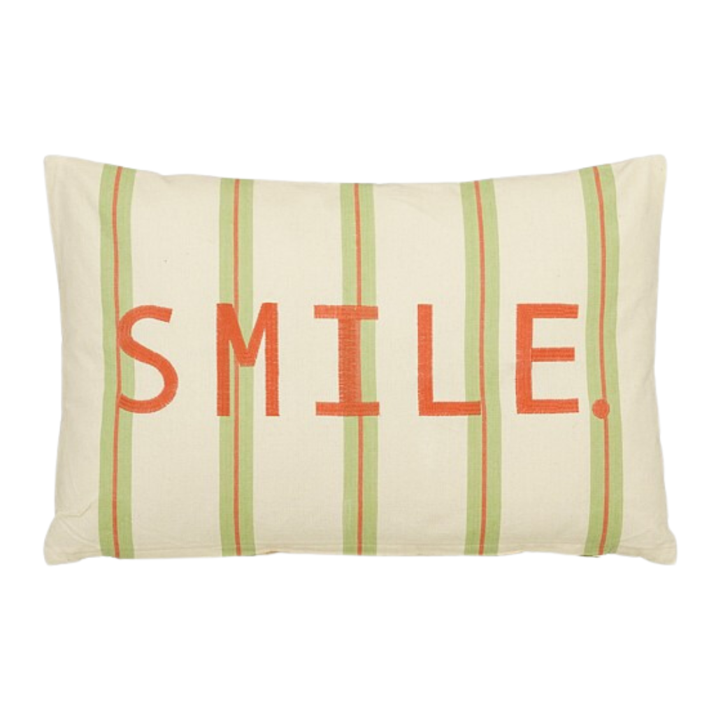 Mica Decorations Kussen smile groen 55 x 35 cm