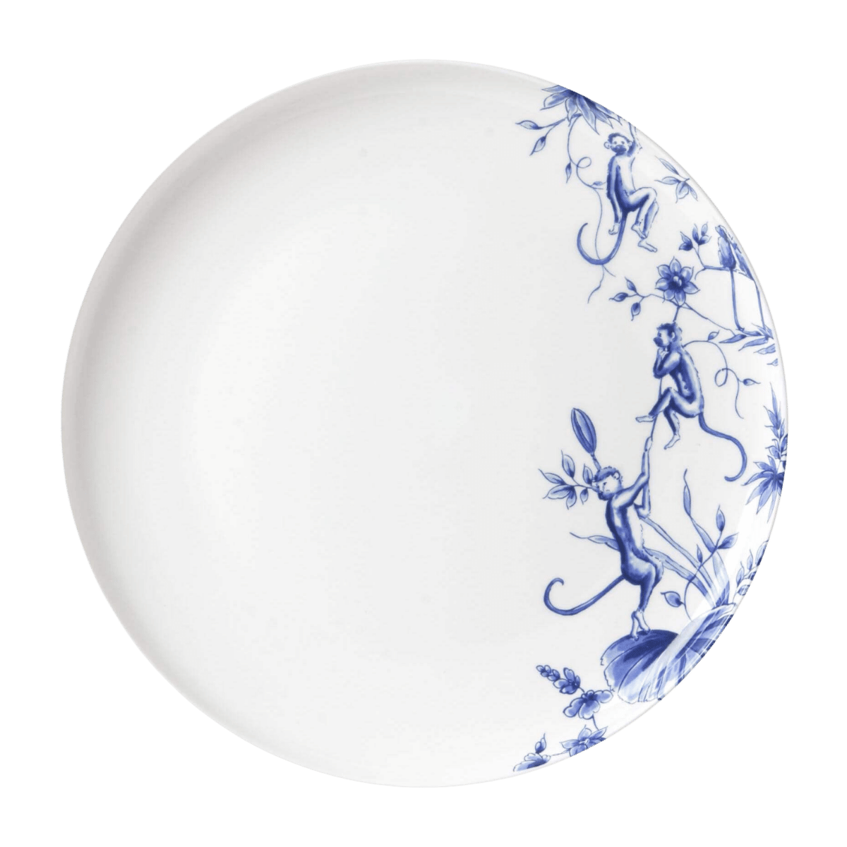 Heinen Delfts Blauw Dinerbord Aapjes Slinger