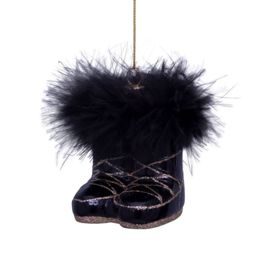 Vondels Kersthanger snowboots zwart 7.5 cm
