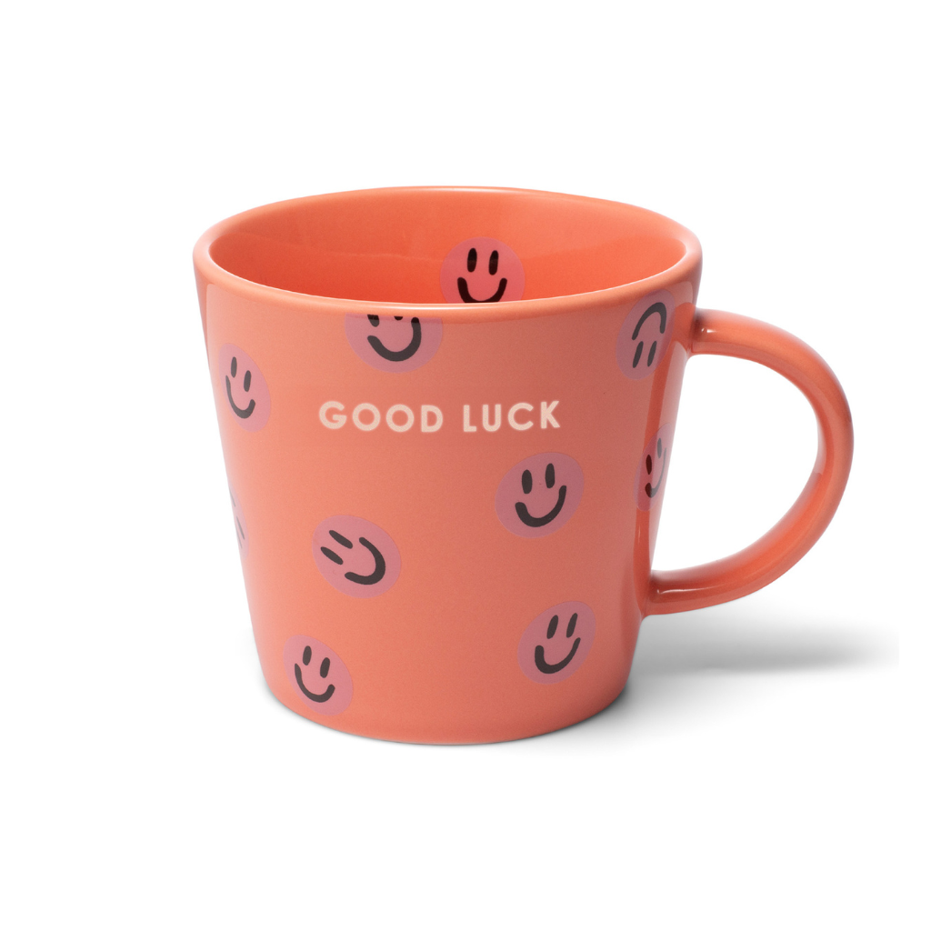 Vondels Ceramic Cappuccino Cup Smileys Good Luck coral 250ml