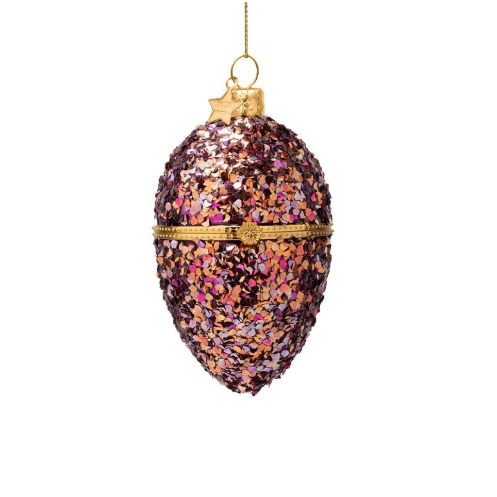 Vondels Kersthanger ei met glitters 11 cm