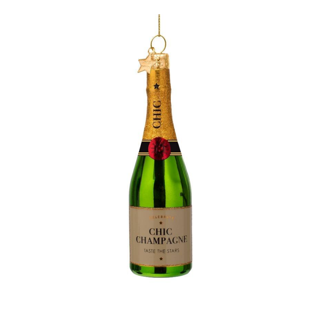 Vondels Kersthanger champagne fles 14 cm