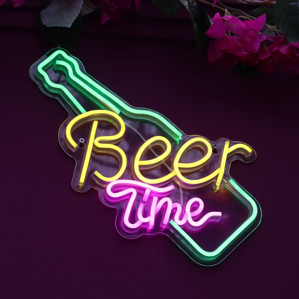 Lumineo LED Neon Wandlamp Beer Time 29 x 38 x 1.6 cm