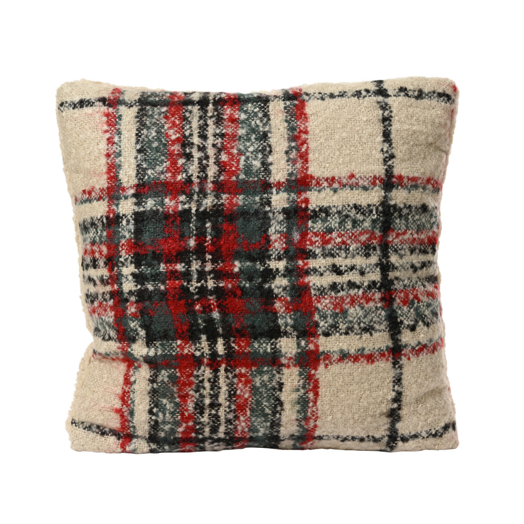 Decoris Kussen ruit ecru rood 45 x 45 cm