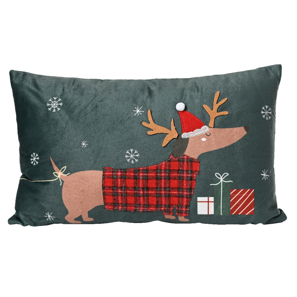 Decoris Kerstkussen teckel 50 x 30 cm