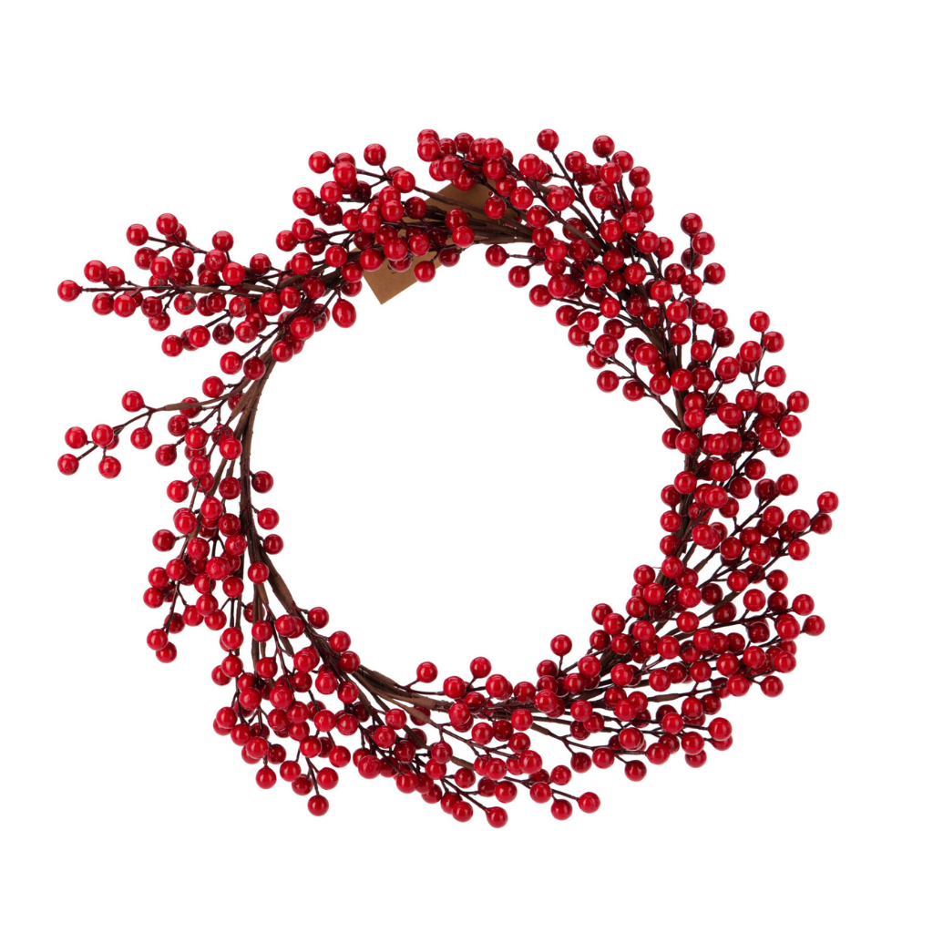 Kerstkrans met bessen rood 50 cm