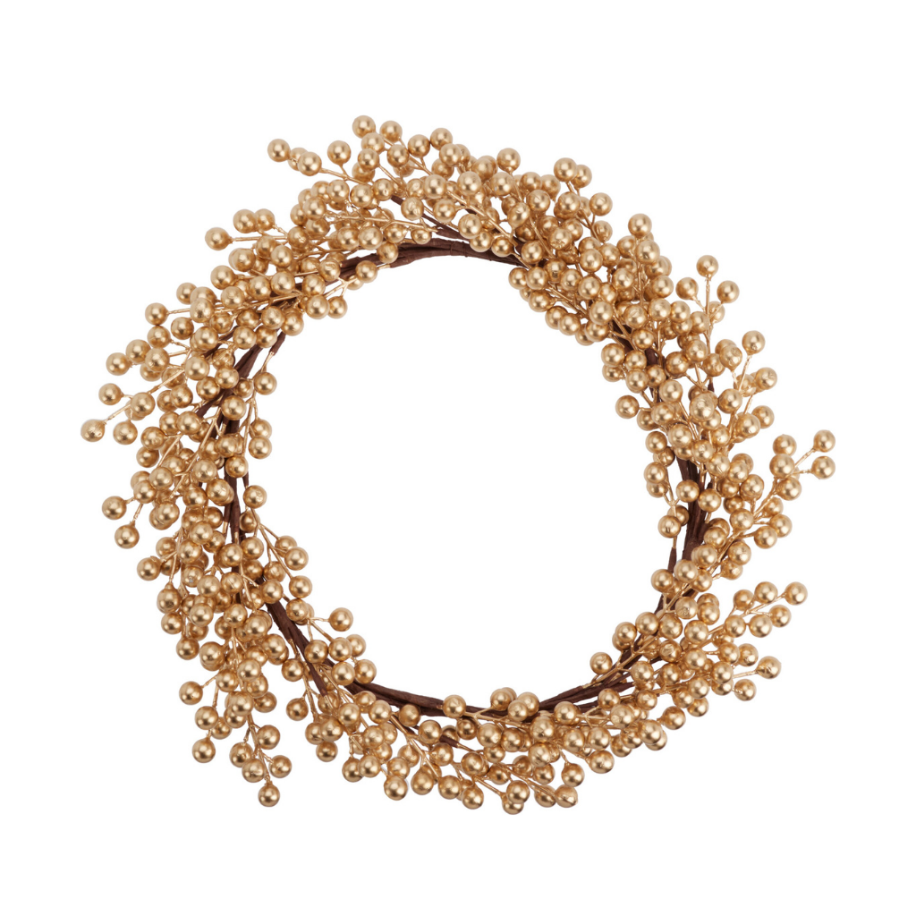 Kerstkrans met bessen goud 50 cm