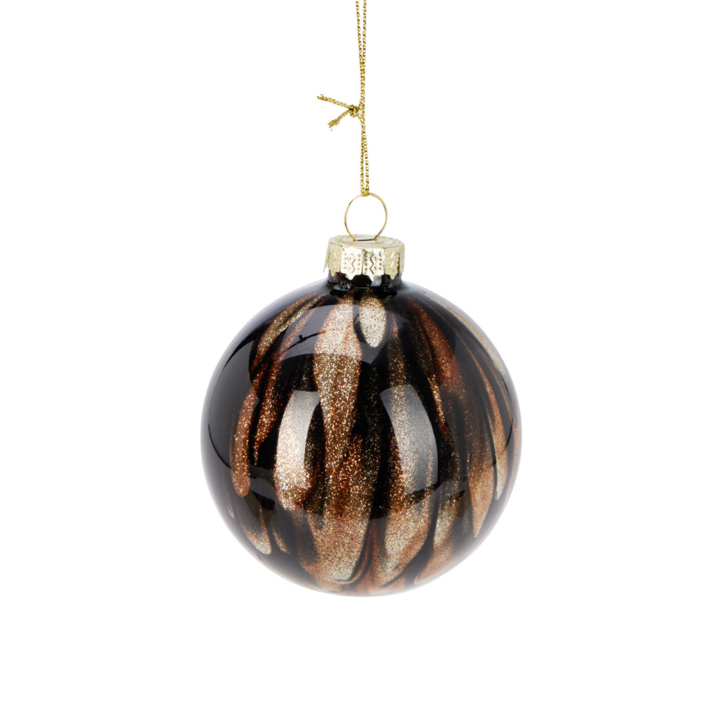 Christmas Decoration Kerstbal glas bruin 8 cm