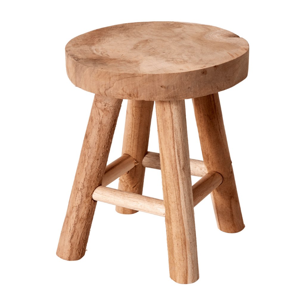 Home & Styling Kruk Decoratief Teak Rond 15 x 17.5 cm
