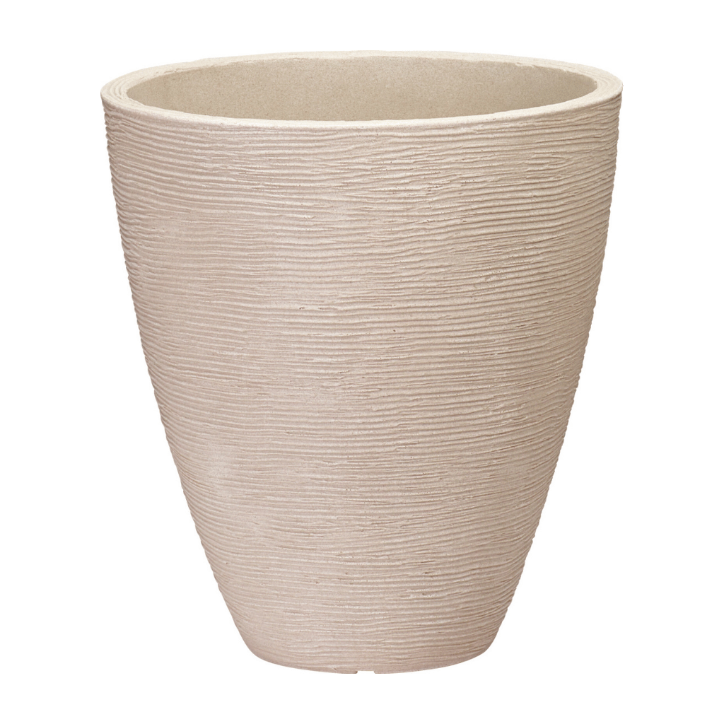 Pro Garden Bloempot Geribbeld Kunststof Beige 39 x 42 cm