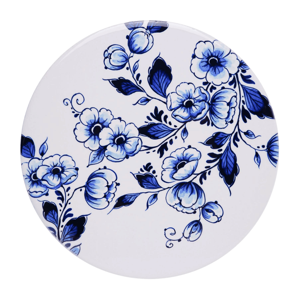 Heinen Delfts Blauw Pannenonderzetter Bloemen 18 cm