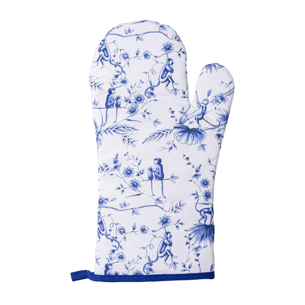 Heinen Delfts Blauw Ovenwant Aapjes Wit