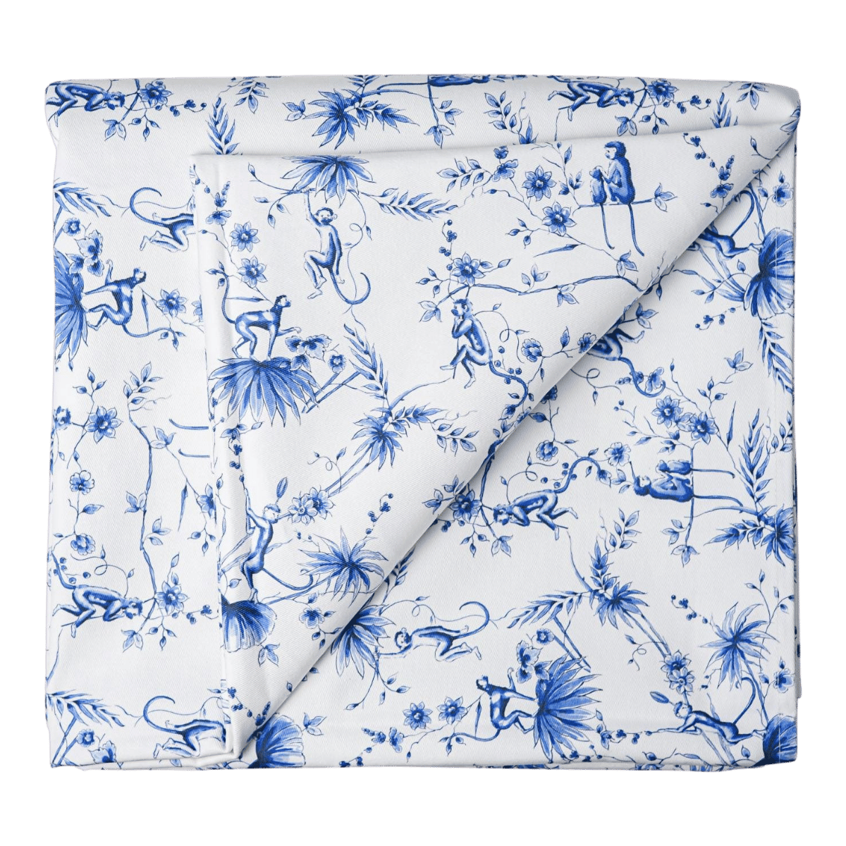 Heinen Delfts Blauw Tafelkleed Aapjes Wit