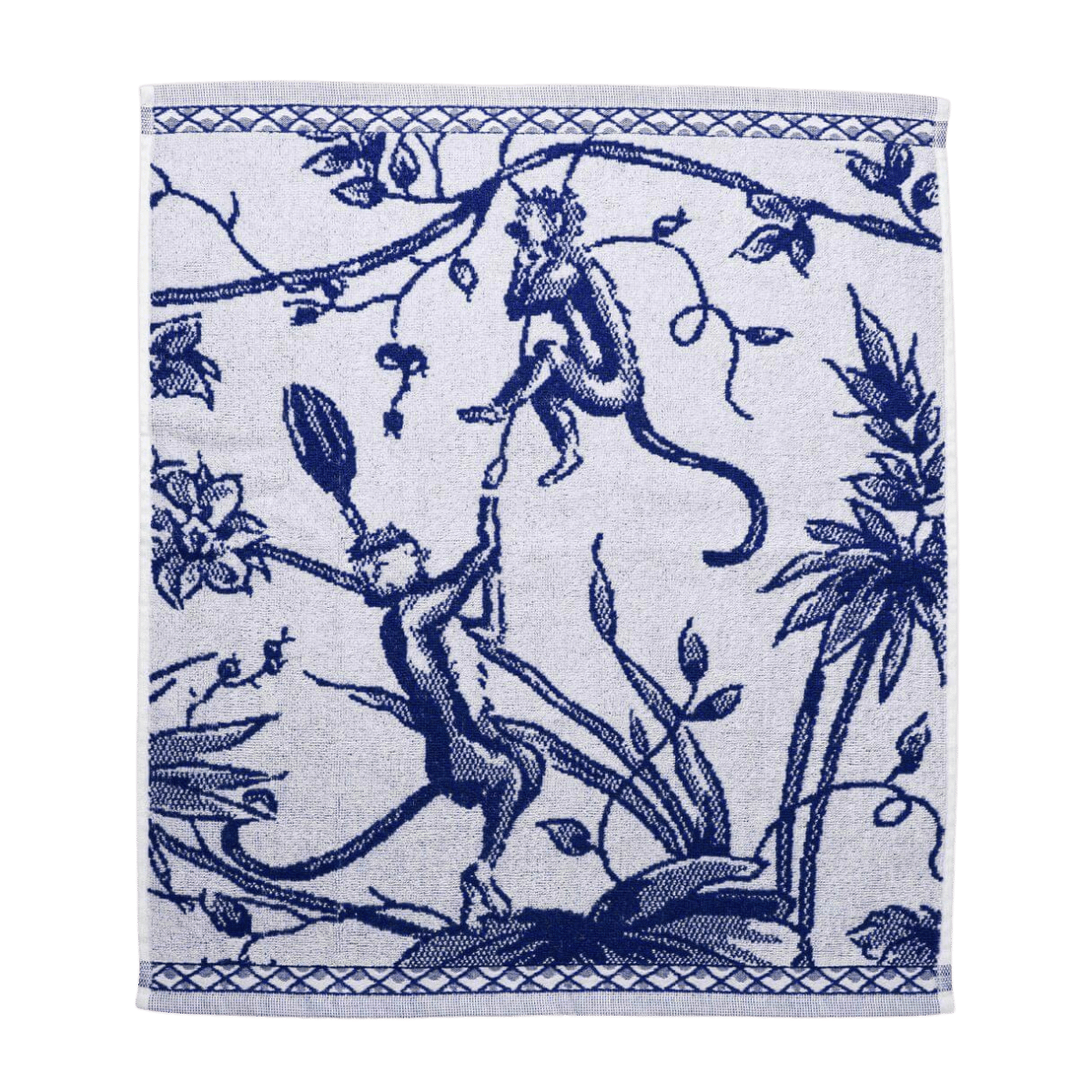 Heinen Delfts Blauw Keukendoek Aapjes