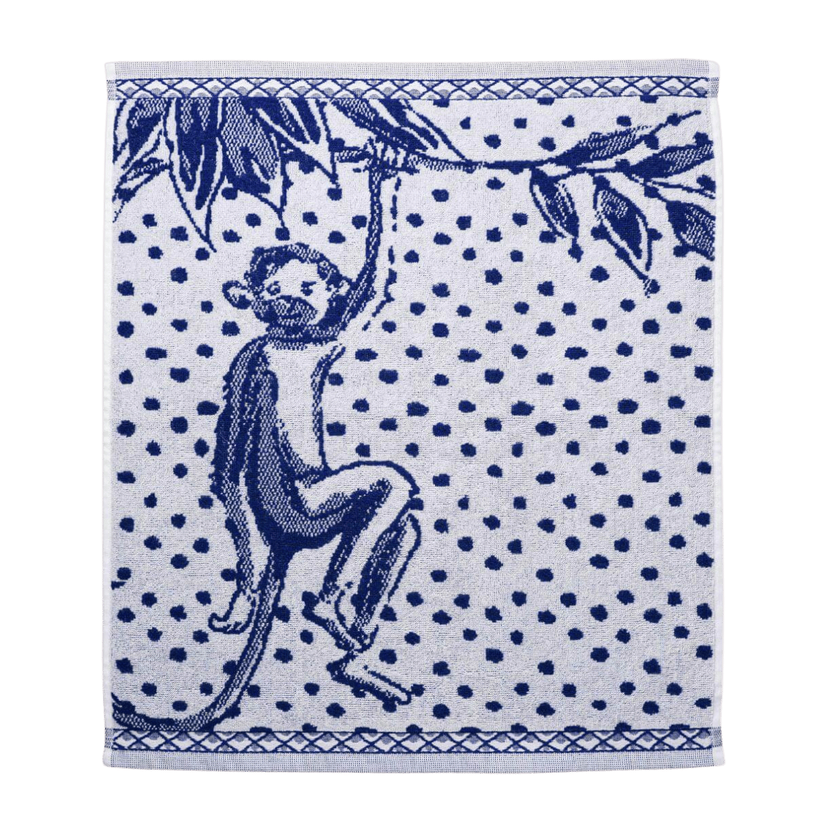 Heinen Delfts Blauw Keukendoek Aapjes Stip