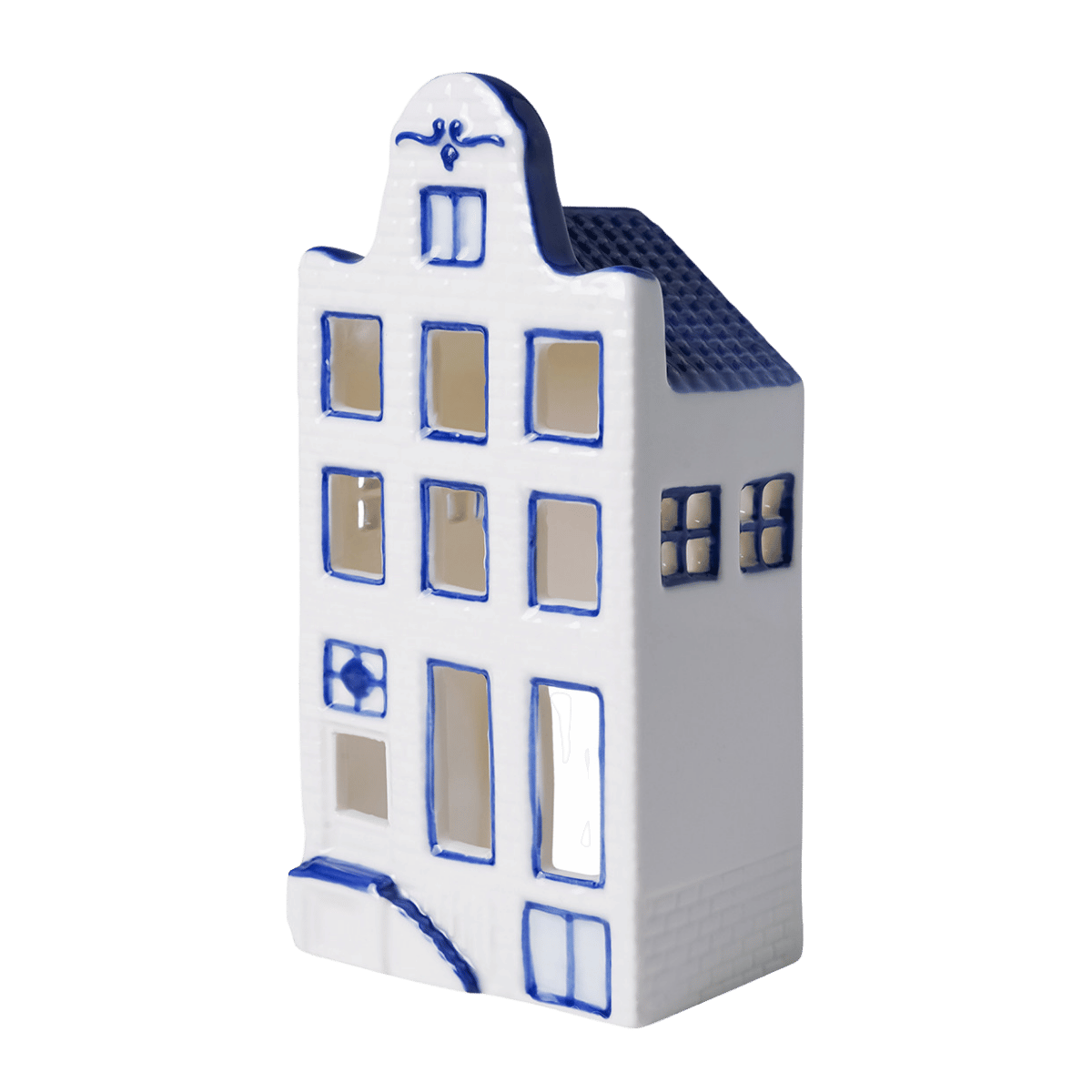 Heinen Delfts Blauw Waxinelichthouder Huisje Klokgevel