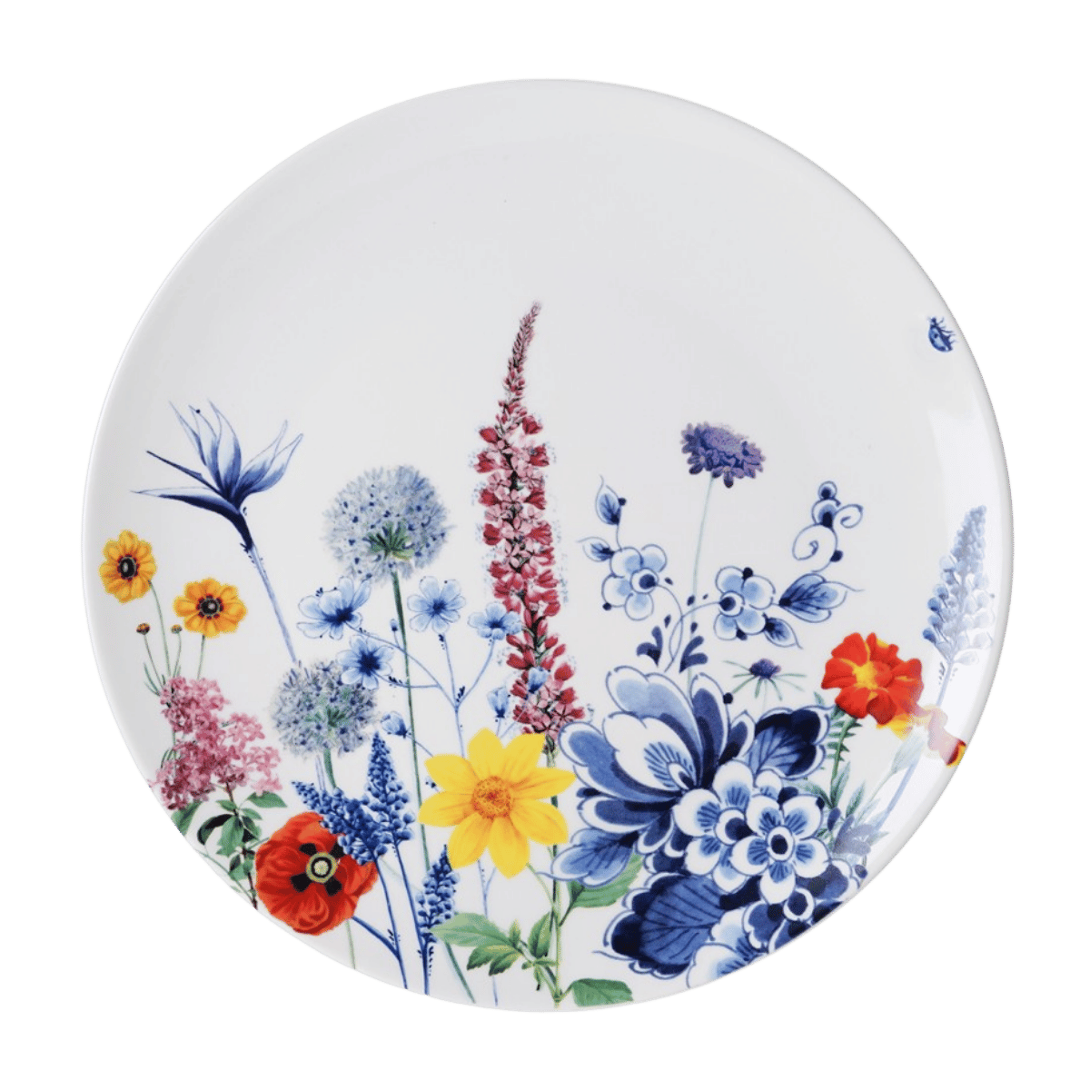 Heinen Delfts Blauw Wandbord Wildbloemen 26,5Cm