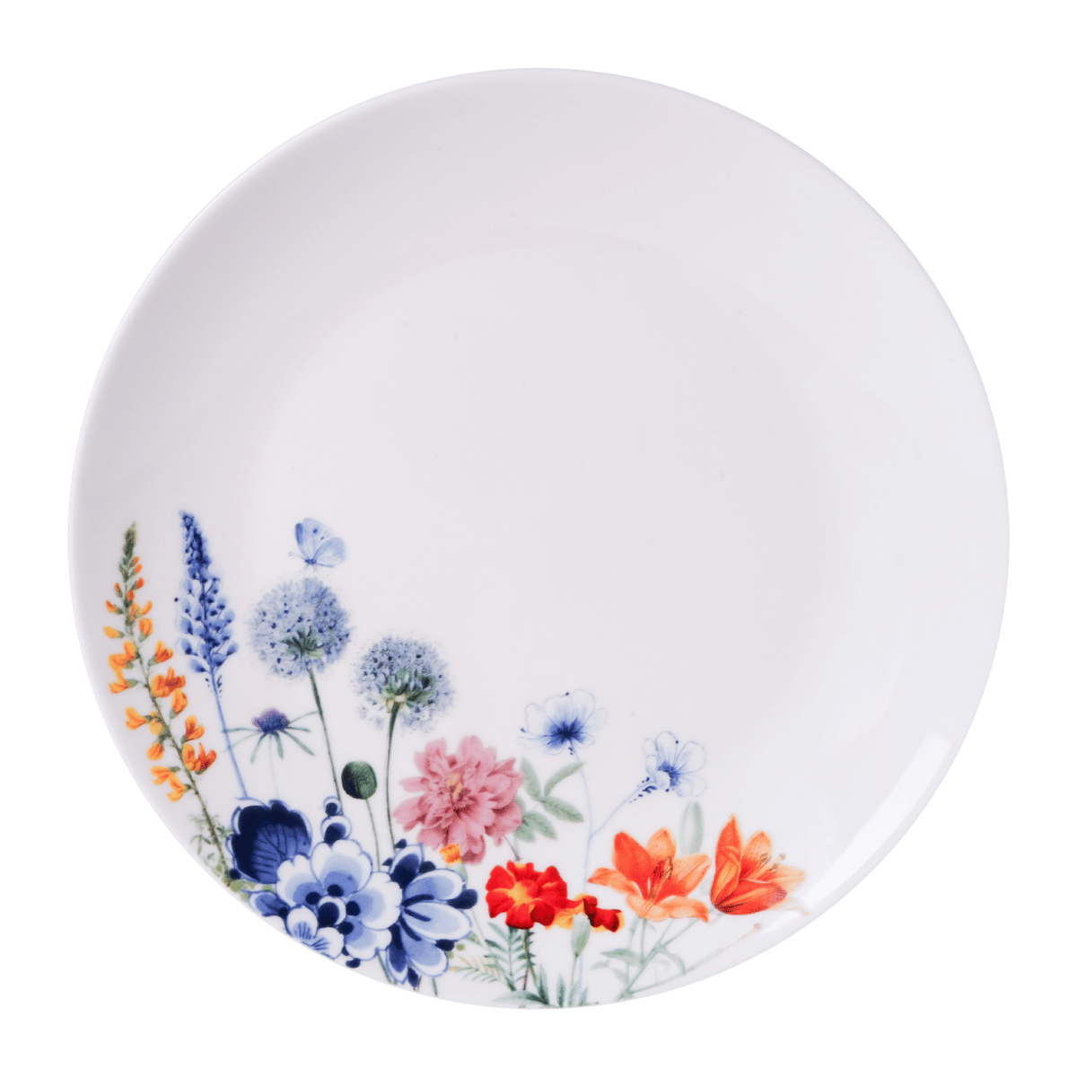 Heinen Delfts Blauw Ontbijtbord Wildbloemen 20 cm