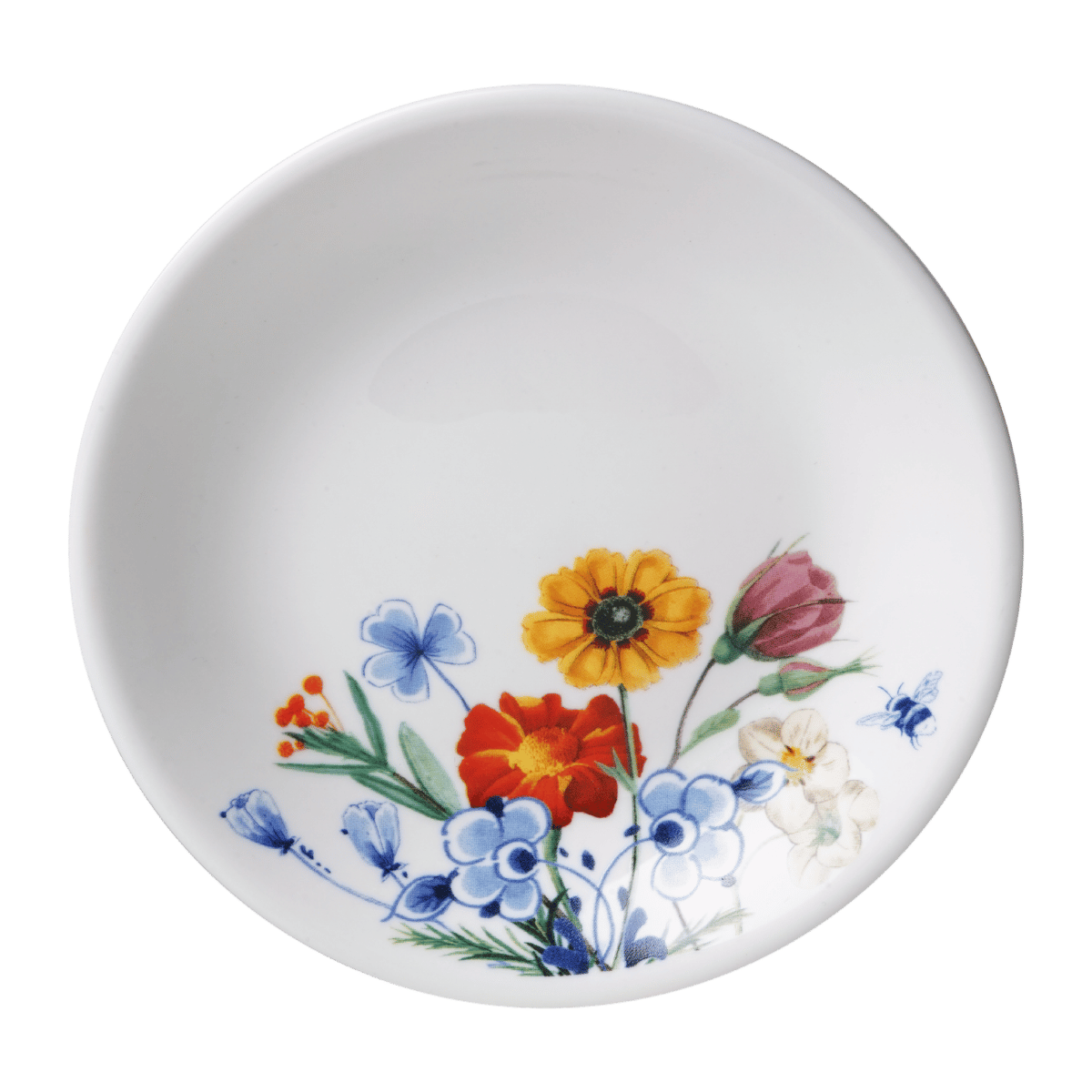 Heinen Delfts Blauw Gebaksbordje Wildbloemen 12 cm