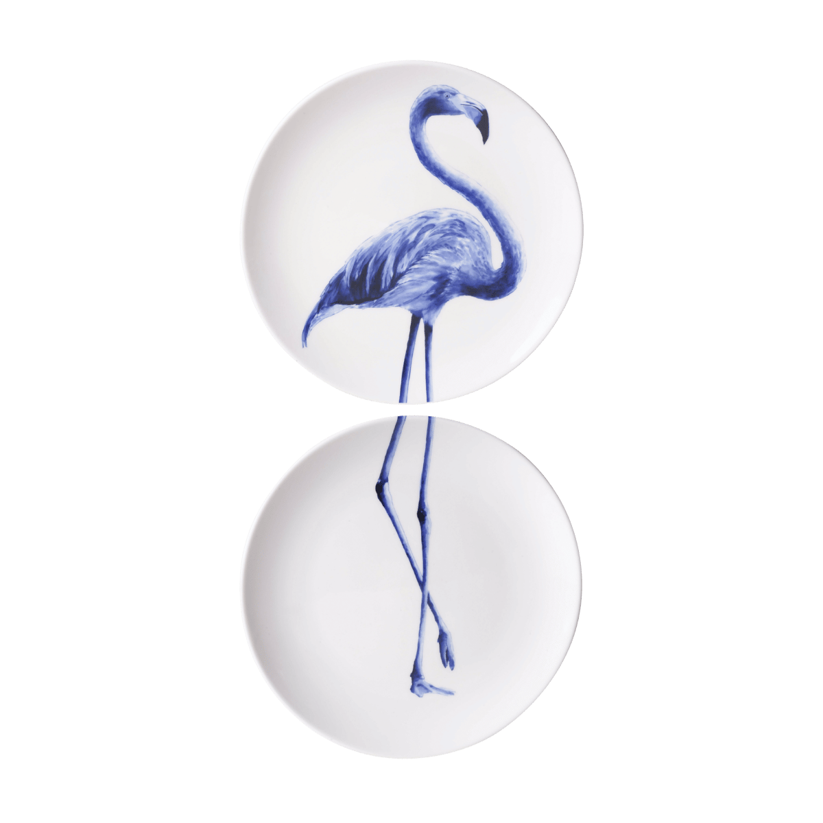 Heinen Delfts Blauw Wandbord Lange Flamingo Tweeluik