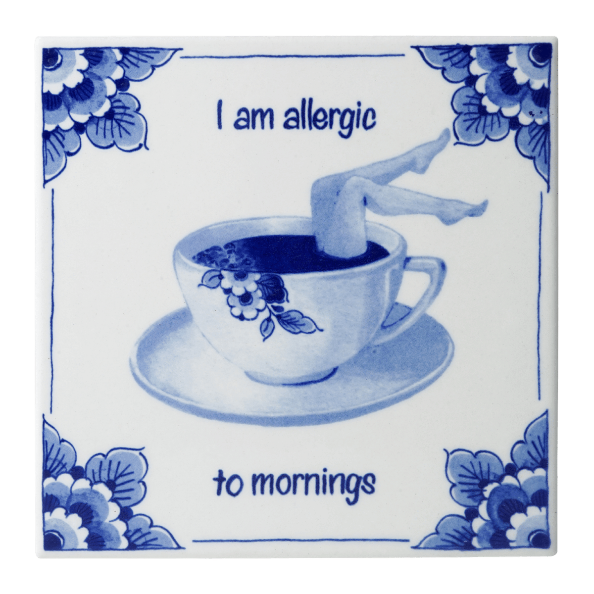 Heinen Delfts Blauw Tegel Mornings Engelse Spreuken