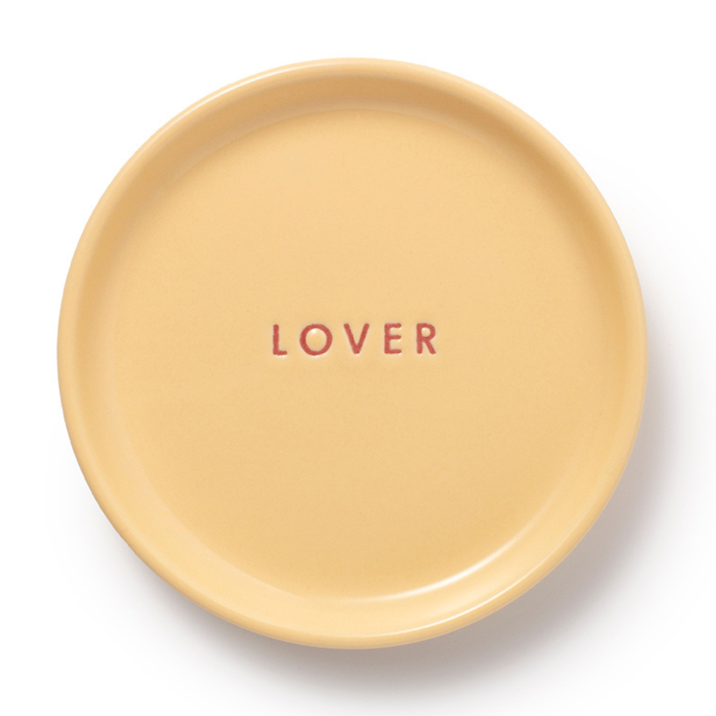 Vondels Petit Four Plate Ceramic Lover Geel 8.5 cm
