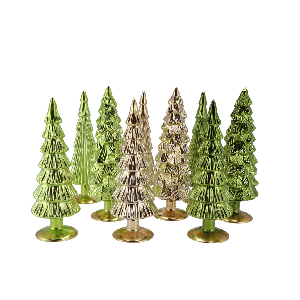 Twinkle Forest Green Glass Tree Metallic Ass 9x25cm
