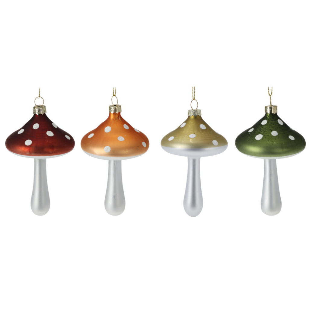 Paddenstoel hanger glas 6 x 11 cm