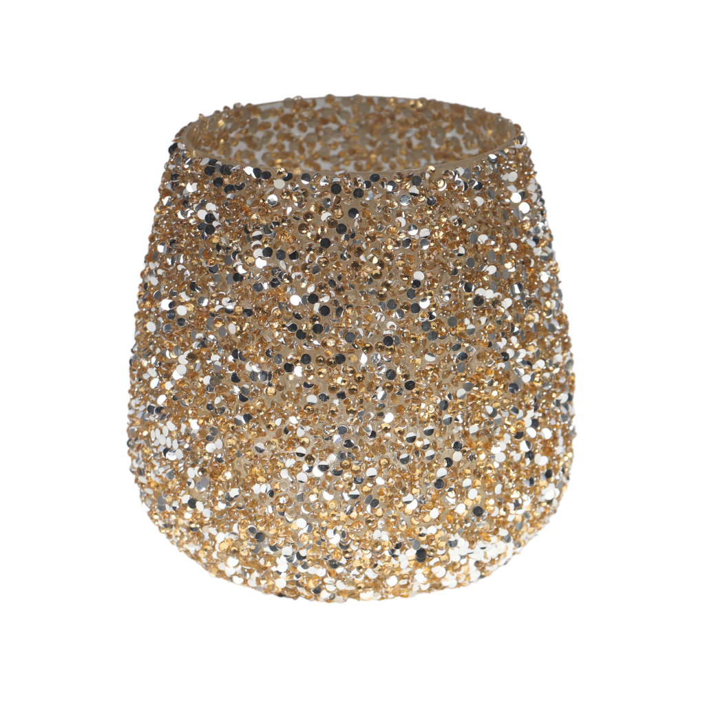 Theelichthouder Strass Cauldron Goud 12 x 12.5 cm
