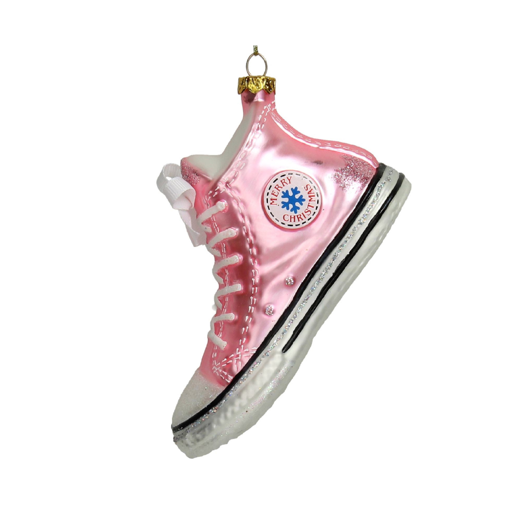 Kersthanger Sneaker Glas Roze 12.7 cm