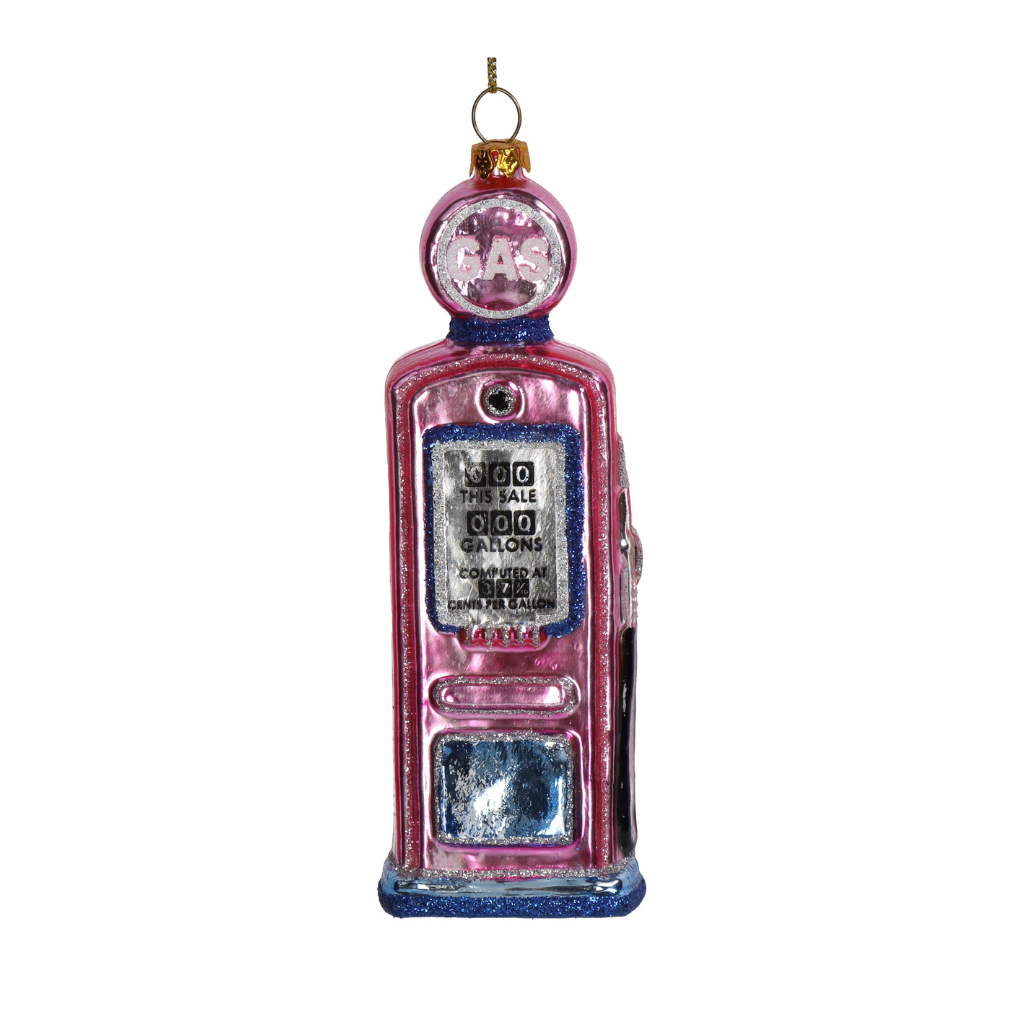 Kersthanger Benzinepomp Glas Roze 14 cm