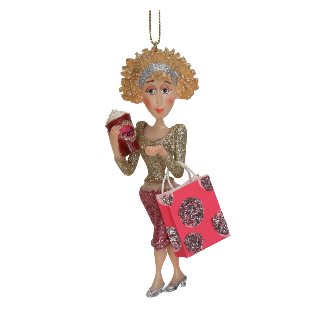 Kersthanger Fashion Lady Polyresin Roze 11.4 cm